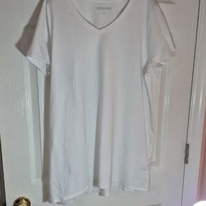 Plus Size 2x Vneck Ss Stretch White Tshirt Nwot Soft Surroundings